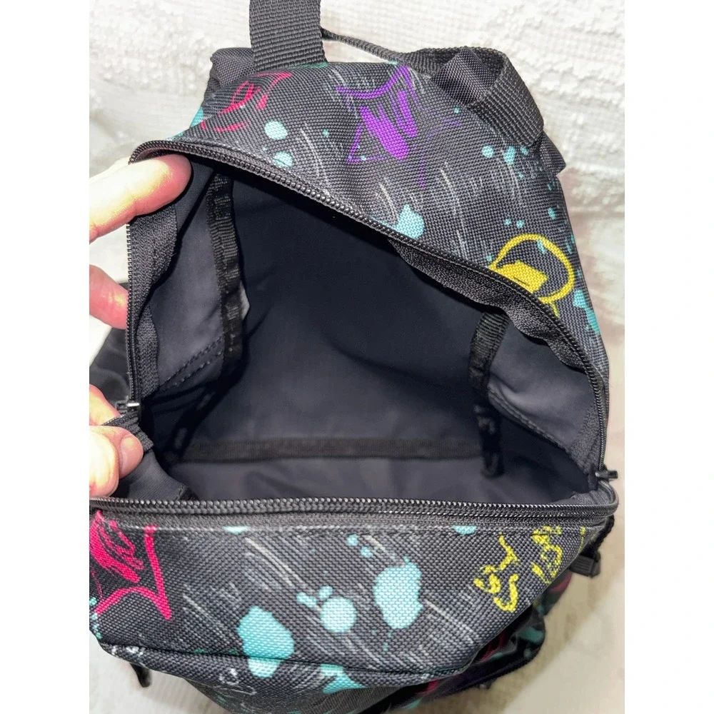 Yak Pak Mini Backpack Graffiti Skull Print Black Neon Small Daypack Streetwear